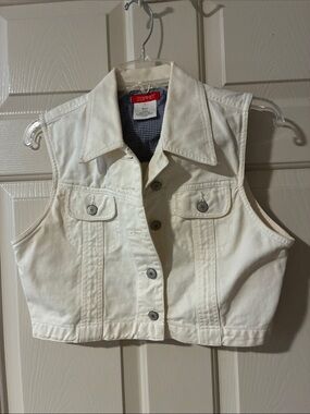 Esprit Off-White Cropped Denim Vest